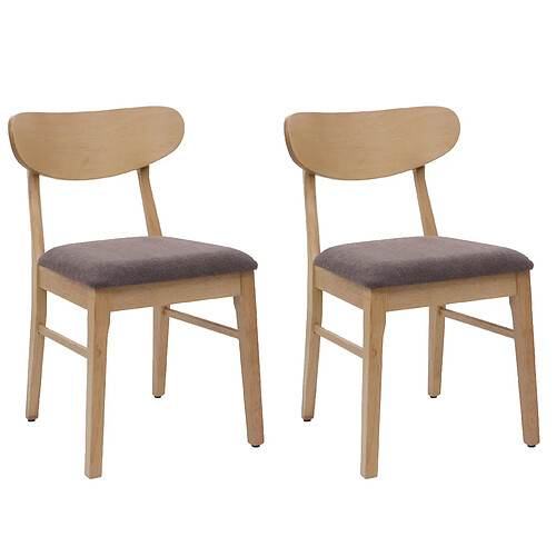 Decoshop26 Lot de 2 chaises de salle à manger cuisine avec dossier en tissu taupe et structure en bois 04_0007382