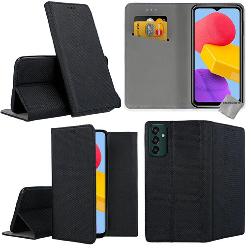 Htdmobiles Housse pour Samsung Galaxy M13 4G / M23 5G - etui coque pochette portefeuille + verre trempe - NOIR MAGNET