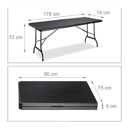 Helloshop26 Table de jardin camping pliable 72 x 178 x 74 cm noir 2013111