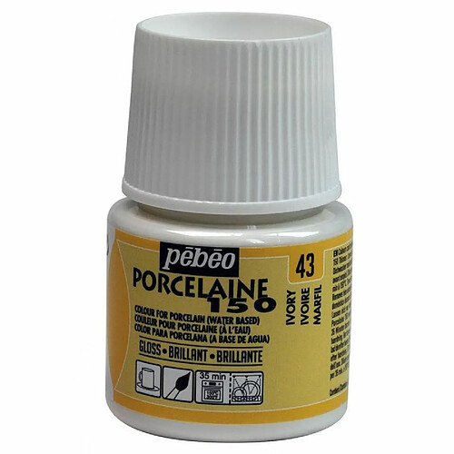 Pebeo Peinture à l'eau brillante pour porcelaine - Ivoire - 45 ml