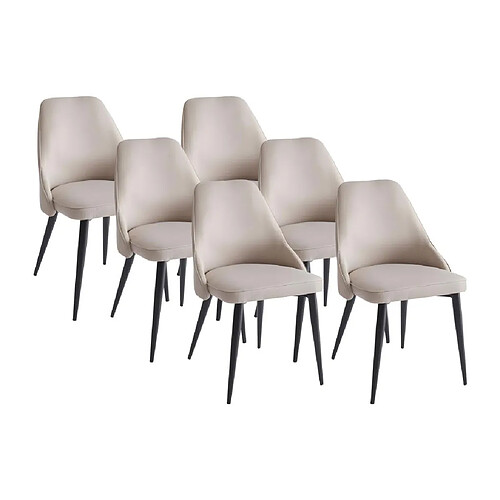 Vente-Unique Lot de 6 chaises en tissu et métal - Crème - EZRA