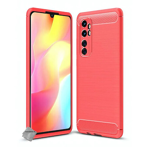 Htdmobiles Coque silicone gel carbone pour Xiaomi Mi Note 10 Lite + verre trempe - ROUGE