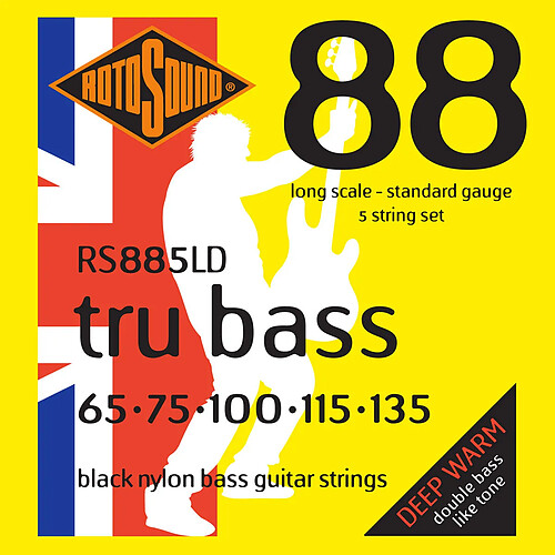 RS885LD Tru Bass 88 Black Nylon Flatwound 65/135 Rotosound