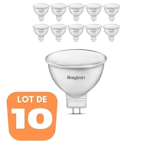 BRAYTRON Lot de 10 ampoules LED GU5.3 5W (Eq. 32W) 4000K 110°