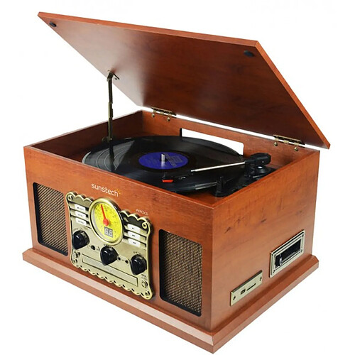 Sunstech Wooden turntable Bluetooth Radio MP3 USB