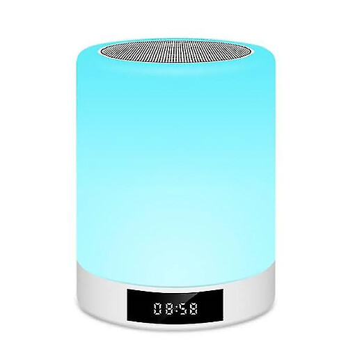 Universal Enclat de haut-parleur YH-Bluetooth, haut-parleur portable sans fil, lampe de chevet, réveil, radio FM (blanc)