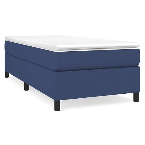 Maison Chic Structures de lit + matelas,Lit à sommier tapissier avec matelas Bleu 90x190 cm Tissu -MN32437