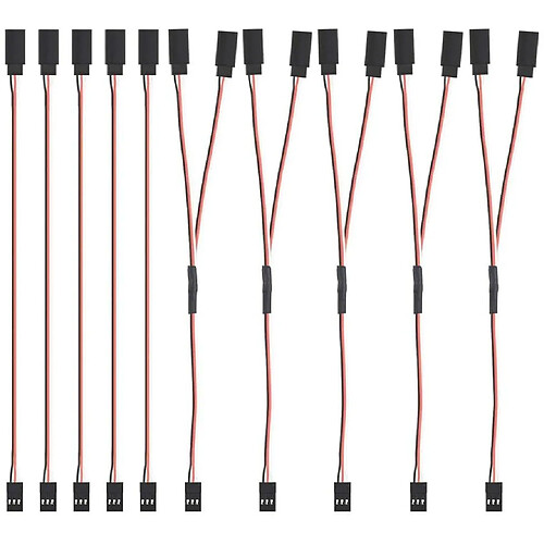 10pcs Extension de servo pour RC, câble d’extension de servo de 150 mm Y Servo, câble de servo RC mâle à femelle à 3 broches, fiche de connecteur JR de fil d’extension de servo