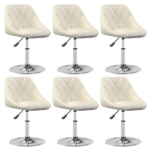 vidaXL Chaises pivotantes à manger lot de 6 Crème Velours