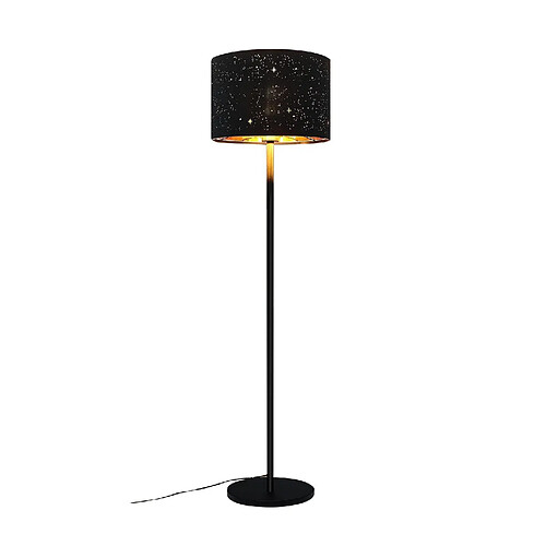 NETTLIFE Lampadaire Moderne Salon Lampadaire - Lampe sur pied en tissu avec douille E27 Max. 40W Noir Or Abat-jour Design Étoile 144cm Lampe sur pied