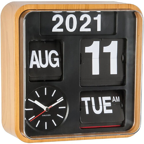 Karlsson Horloge en plastique Mini Flip 24.5 cm Bambou.