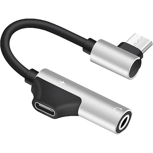 Adaptateur et chargeur de prise casque USB-C vers 3,5 mm Type C à 90 degrés vers type C femelle 2 en 1 USB