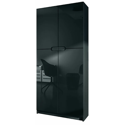 Mpc Armoire De Bureau Noir Mat Et Façades Laquées (lxhxp) : 82 x 185 x 37