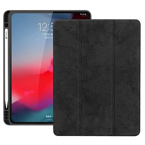 Wewoo Smart Cover Housse Étui à rabat en cuir avec pour stylet et support pour téléphone portable fonction de réveil / veille pour iPad Pro 12.9 (2018) (noir)