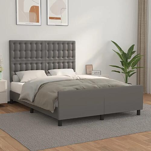 Maison Chic Lit adulte - Cadre Structure de lit avec tête de lit Contemporain Gris 140x200 cm Similicuir -MN78439