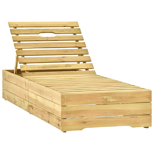 Helloshop26 Transat chaise longue bain de soleil lit de jardin terrasse meuble d'extérieur bois de pin imprégné de vert 02_0012711