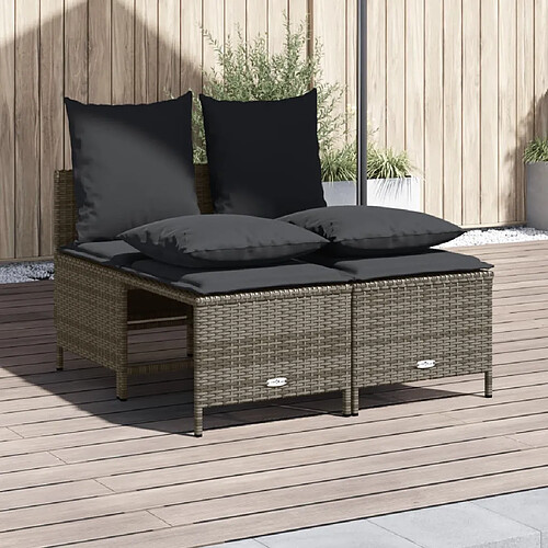 vidaXL Salon de jardin 4 pcs avec coussins gris résine tressée