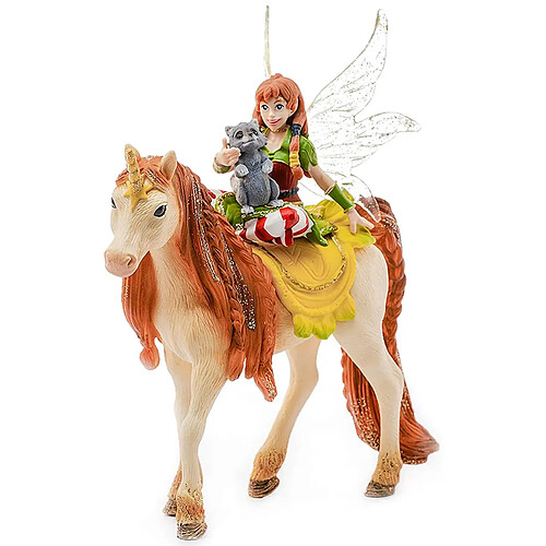 Schleich Figurine Fée Marween Chevauchant la Licorne Scintillante de Bayala Multicolore