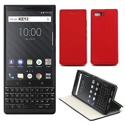 Xeptio Etui Luxe Blackberry Key 2 Ultra Slim rouge Style Cuir avec Stand - Housse Coque Antichoc de Protection pour Blackberry KeyOne 2/Key2 Smartphone 2018 - Accessoires Pochette Exceptional Case !