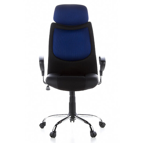 Siège de bureau / Fauteuil de direction CITY 80, simili cuir / tissu noir / bleu, chromé hjh OFFICE