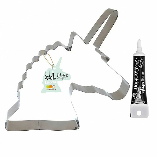 Scrapcooking Découpoir à pâtisserie inox XXL Licorne + Stylo de glaçage noir