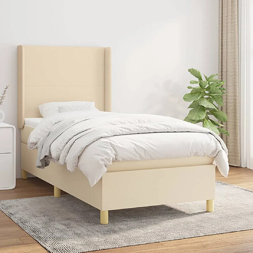 vidaXL Sommier à lattes de lit avec matelas Crème 80x200 cm Tissu