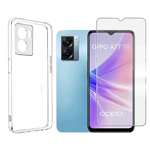 Film verre trempé pour Oppo A77 5G CPH2339 6.56" + Coque de protection souple -Visiodirect-