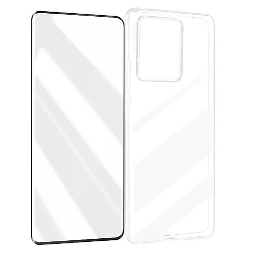 My Way Myway Coque pour Motorola Edge 40 Silicone Souple Verre Trempé Biseauté 3D Transparent