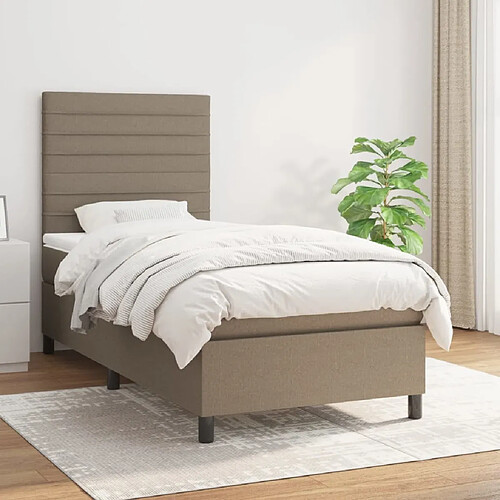 Maison Chic Lit Adulte - Lit simple Lit à sommier tapissier avec matelas moelleux - Meuble de Chambre - Taupe 100x200 cm Tissu -MN70276