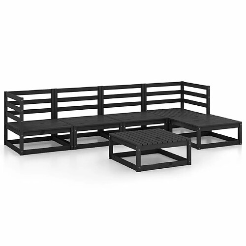 Maison Chic Salon de jardin 6 pcs - Table et chaises d'extérieur - Mobilier/Meubles de jardin Moderne noir bois de pin massif -MN92473