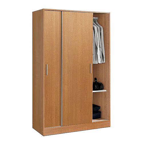 Pegane Armoire / placard de rangement de 2 portes coulissantes coloris Merisier - longueur 122 x profondeur 56 x hauteur 200 cm