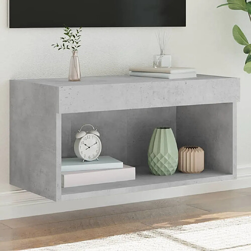 vidaXL Meuble TV avec lumières LED gris béton 60x30x30 cm