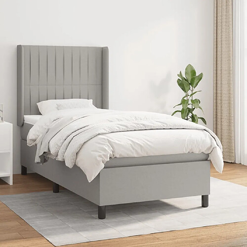 Maison Chic Lit Adulte - Lit simple Lit à sommier tapissier et matelas moelleux - Meuble de Chambre - Gris clair 90x190 cm Tissu -MN51039