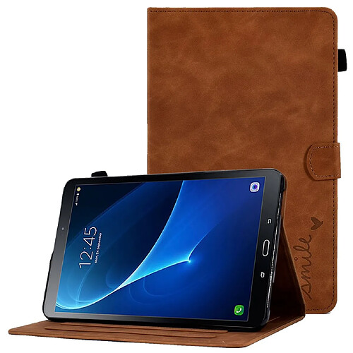 Etui en PU étanche à la poussière avec support et porte-cartes pour votre Samsung Galaxy Tab A 10.1 (2016) T580 - marron