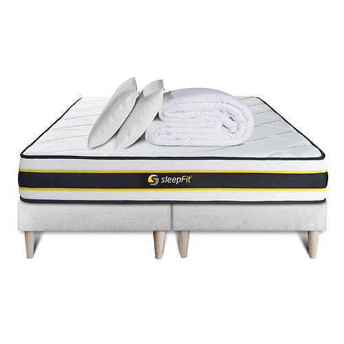 Sleepfit Pack matelas FLEXY 160x200 + double sommiers blanc 80x200 + Couette + 2 oreillers