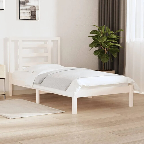 vidaXL Cadre de lit sans matelas blanc 100x200 cm bois de pin massif