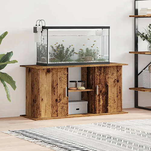 vidaXL Support pour aquarium vieux bois 121x41x58 cm bois d'ingénierie