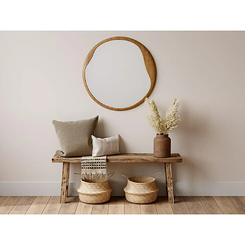 Vente-Unique Miroir rond en bois d'hévéa - D. 60 cm - Naturel - FUJIAN