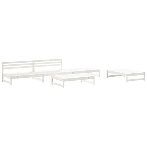 Maison Chic Salon de jardin 5 pcs - Table et chaises d'extérieur - Mobilier/Meubles de jardin Moderne blanc bois massif de pin -MN72658