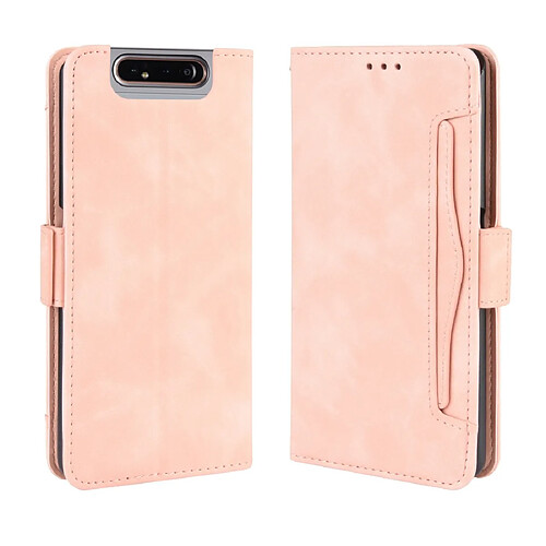 Wewoo Housse Coque Pour Galaxy A80 / A90 Etui en cuir avec motif peau de veau de style portefeuille fente carte séparée Rose