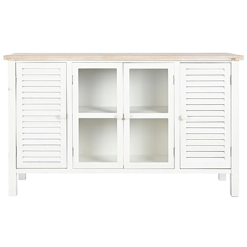 Pegane Meuble TV en bois de sapin et MDF coloris blanc - Longueur 130 x Profondeur 40 x hauteur 80 cm