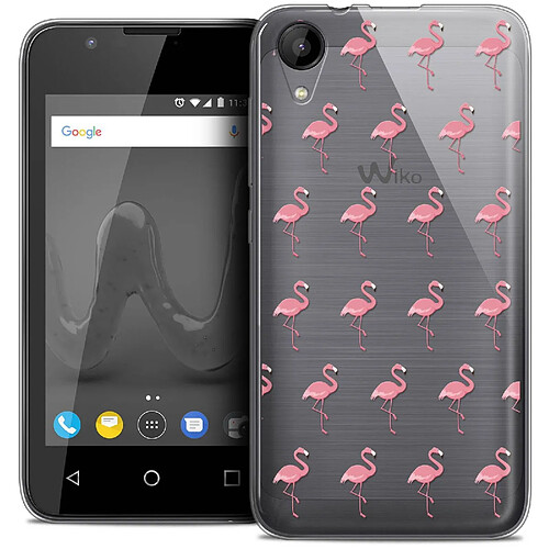 Caseink Coque Housse Etui Wiko Sunny 2 (4 ) [Crystal Gel HD Collection Pattern Design Les flamants Roses - Souple - Ultra Fin - Imprimé en France]