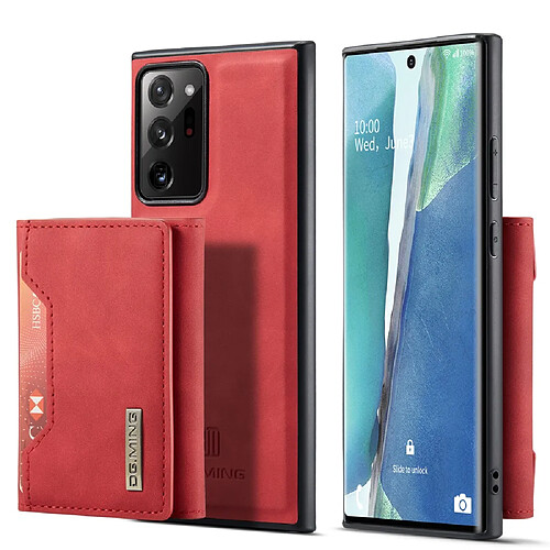 Dg.Ming Coque en TPU + PU avec béquille magnétique à trois volets rouge pour votre Samsung Galaxy Note20 Ultra