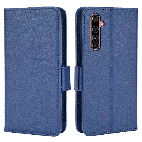 Etui en PU texture litchi, double fermeture magnétique avec support, bleu foncé pour votre Realme X50 Pro 5G/X50 Pro Player