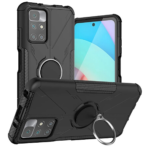 Coque en TPU Anti-empreintes, anti-chutes avec béquille pour votre Xiaomi Redmi Note 11 4G (MediaTek)/Redmi 10 4G (2021)/10 2022 4G - noir