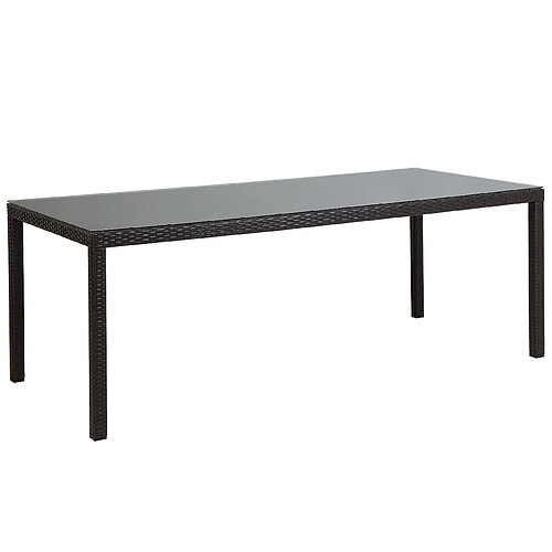 Beliani Table de jardin 220 x 100 cm Verre Marron foncé ITALY