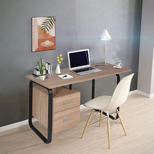 Le Quai Des Affaires Bureau PEARL 120x60cm / Décor Chêne blanchi et métal noir