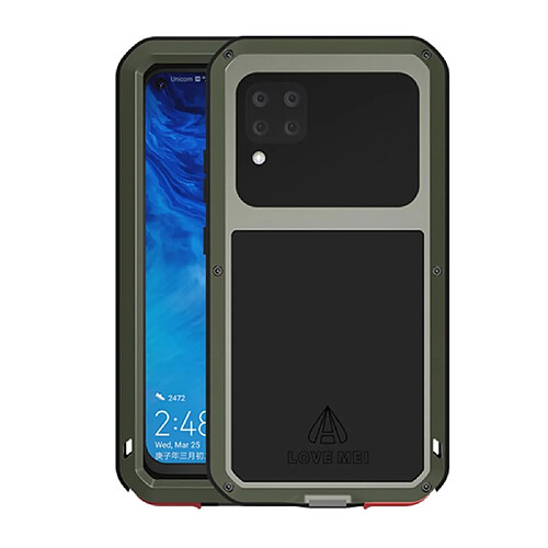 Coque en silicone + métal défendre contre la poussière anti-éclaboussures anti-éclaboussures vert armé pour votre Huawei P40 lite/Nova 6 SE/Nova 7i