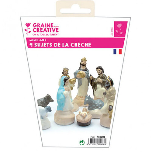 Graines Creatives Moule Latex Lot de 9 sujets de crèche