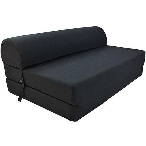 Jardindeco Chauffeuse double unie en coton Noir.